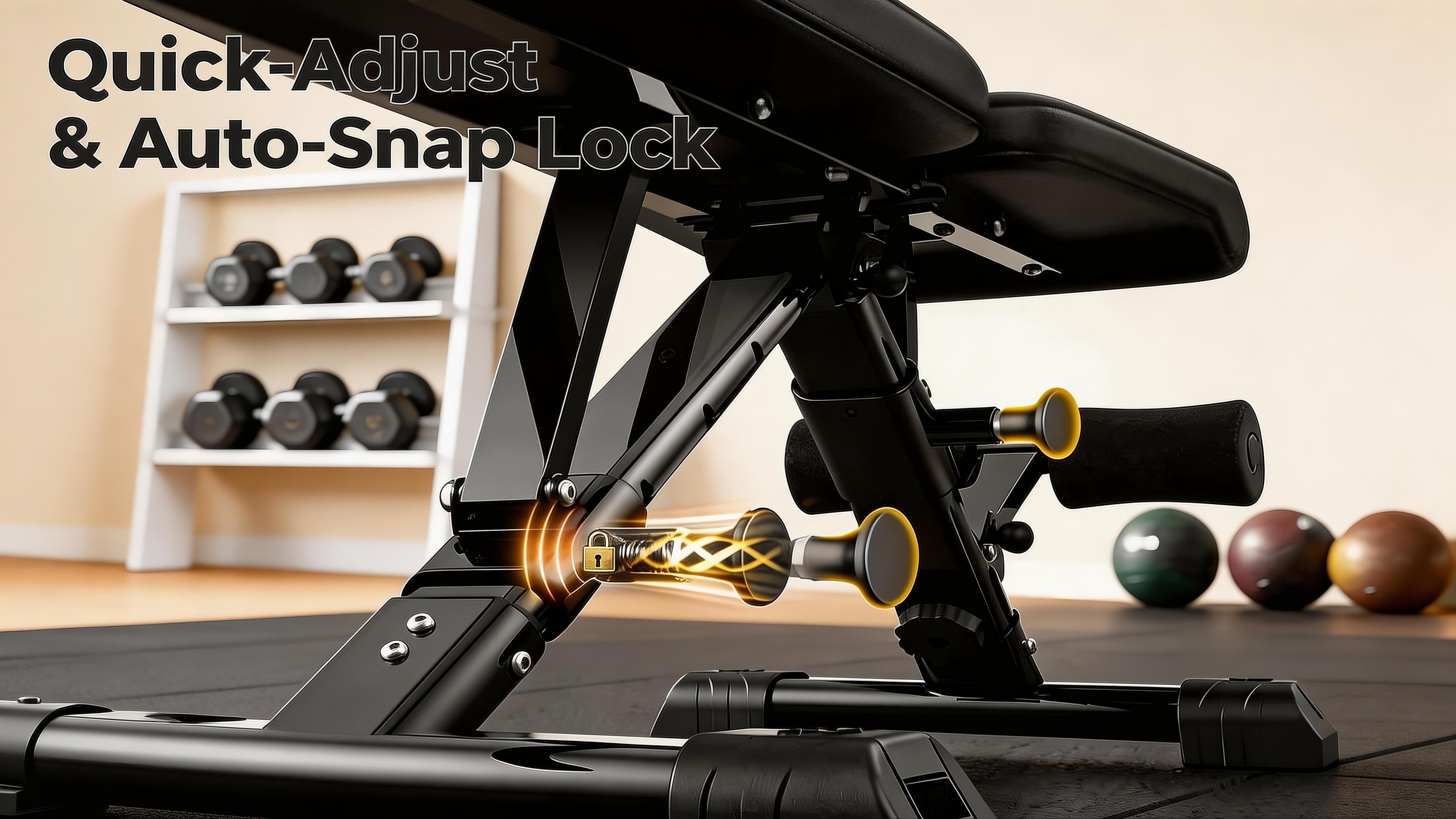 [Fahuac] 2-in-1 Adjustable Weight Bench with Resistance Bands - Foldable Dumbbell Bench for Home Gym, Flat/Incline/Upright Positions, 46x13x48in, Full Body Strength Training.