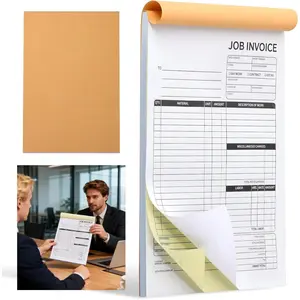 Carbonless Work Order Forms & 7.5 x 11 Inches Invoice Book, 50 Sets for Small Business, 2-Part Business Invoices with Carbon Copies, Sales Order Receipt Book