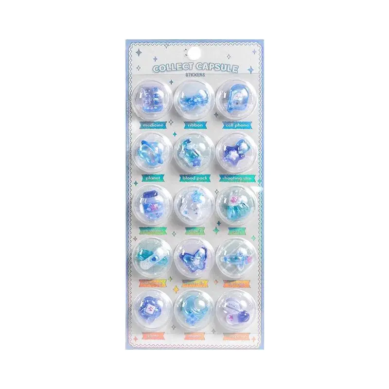 1sheet 3D Capsule Glue Relief Kawaii Stickers DIY Diary Mobile Phone Camera Decoration Cute Stickers