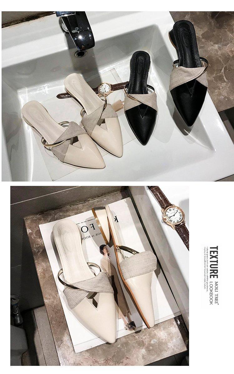 2025 New Women's Closed-Toe Mule Shoes, Fashionable Summer Slip-On Casual Flats, Low Heel Outdoor Slides