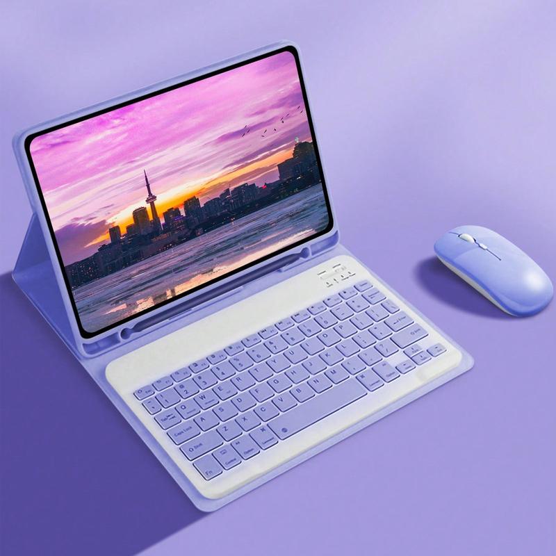 Tablet Case & Keyboard & Mouse Set, Detachable Wireless Keyboard Cover, Tablet Keyboard Protector, Tablet Accessories for iPad
