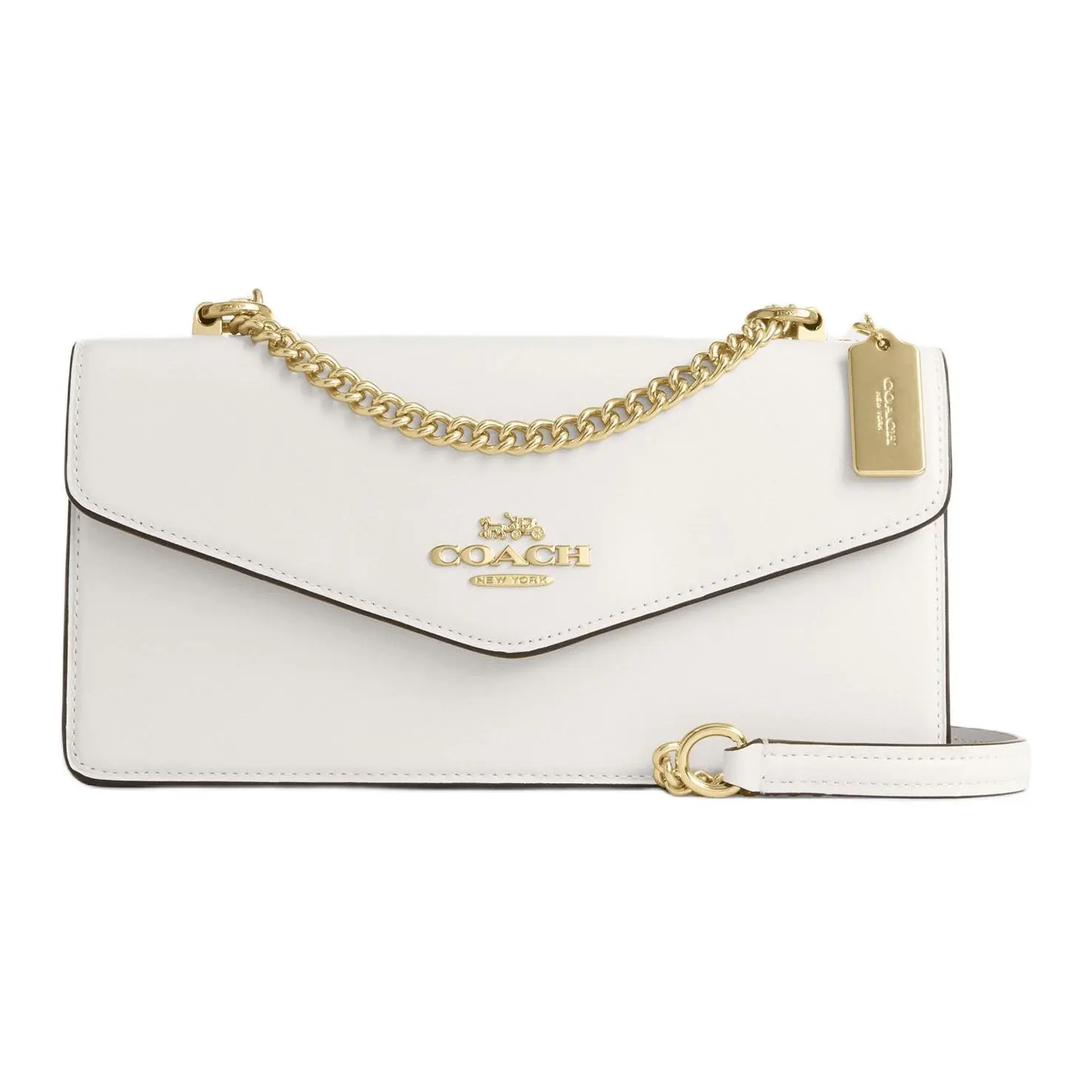 COACH Klare 26 Envelope Crossbody Bag for Women – Pink Chalk Leather with Signature Chain Strap
