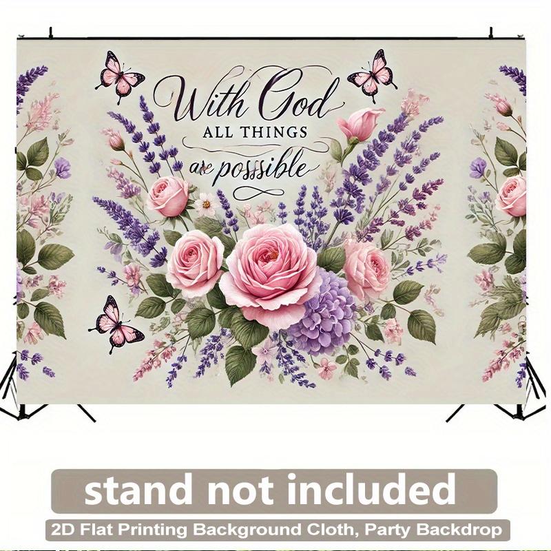 2D Flat - 2D Flat - A 2D Backdrop Featuring Flowers And Butterflies Surrounding Beautiful Things, Made Of, Perfect for Vibrant Wall Hangings in Living Rooms, Bedrooms, Offices, Or Party Decorations