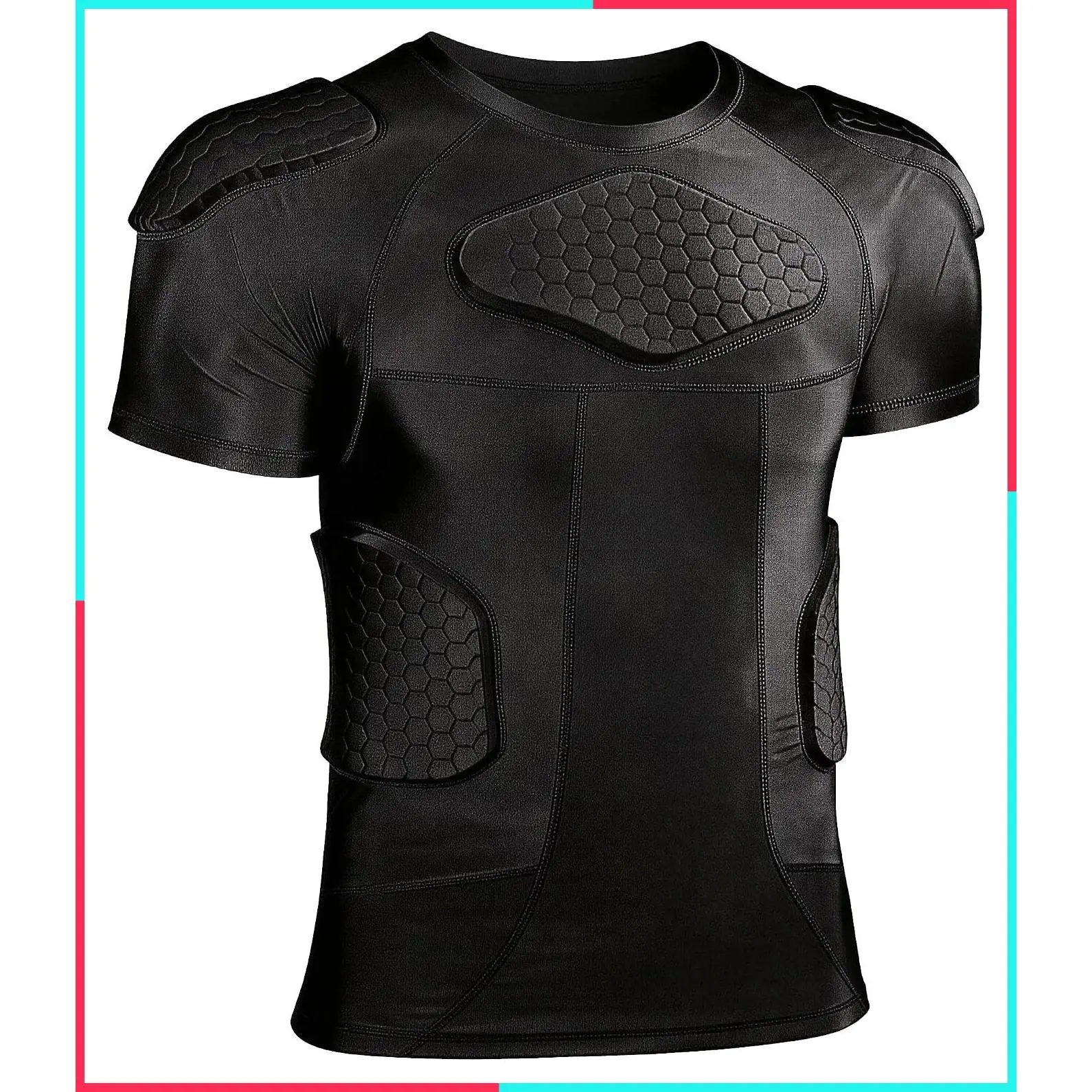 Men's Padded Protective Football Shirt with Chest Rib Protector