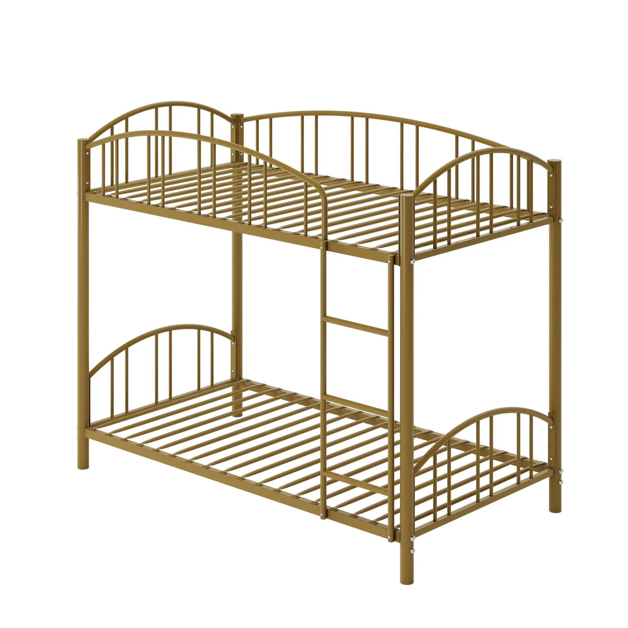 Heavy Duty Twin Over Twin Metal Bunk Bed - Sturdy Steel Frame with Safety Ladder & Arched Guardrail - Space-Saving Design, No Box Spring Needed - Perfect for Kids, Boys, Girls