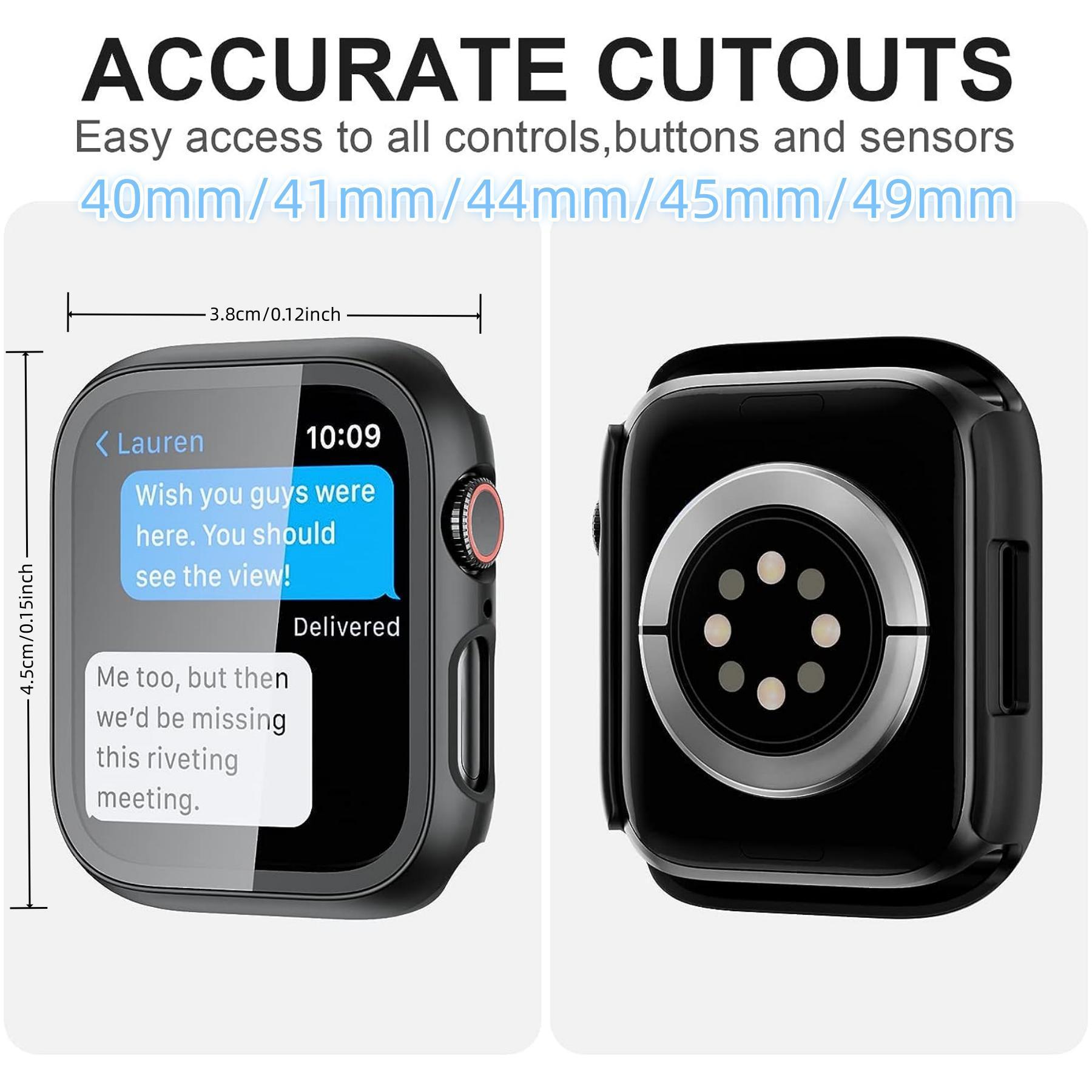 2-Pack PC Case with Tempered Glass for Apple Watch – Clear Protective Cover for 38-49mm