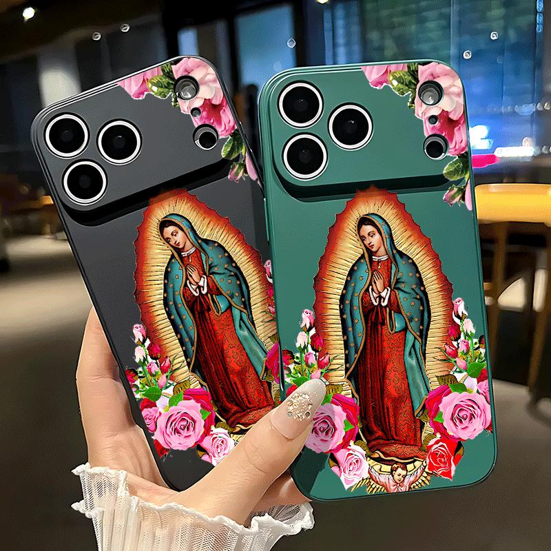 Virgin Mary flower Soft&Flexible TPU Silicone Phone Case For iPhone 17 Pro Max AIR 16 15 14 13mini 12 11 Plus XR XSMAX Cases For Samsung Galaxy S26 Ultra S25 Edge S24 S23 S22 Plus  Durable|Shockproof|Full Camera Protection