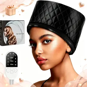 Electric Hair Therapy Cap, Steam Heating Hat for Curly Hair, 10 Temp Settings, 3 Timer Options, Washable Lining, Damaged Hair Care
