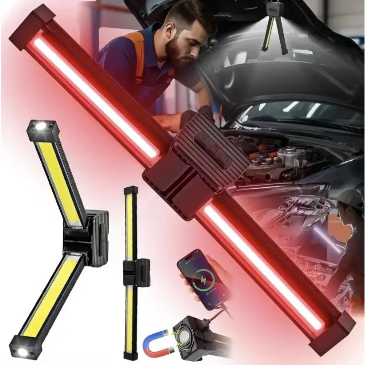 Portable Magnetic LED Gym Posing Light - 180-Degree Folding, 7-Gear Dimming, USB Rechargeable, Waterproof, Hanging Hook, Multi-Mode Headlamp, Christmas Gift Option