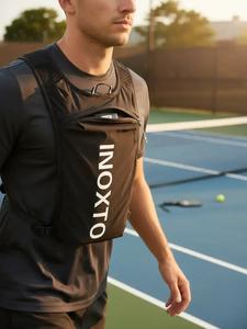 inoxto letter print zipper sports hydration vest, multifunctional insulated sports bag for tennis pickleball, trail running, sports & outdoor clothes accessories for men & women, gym bag, bicycle backpack