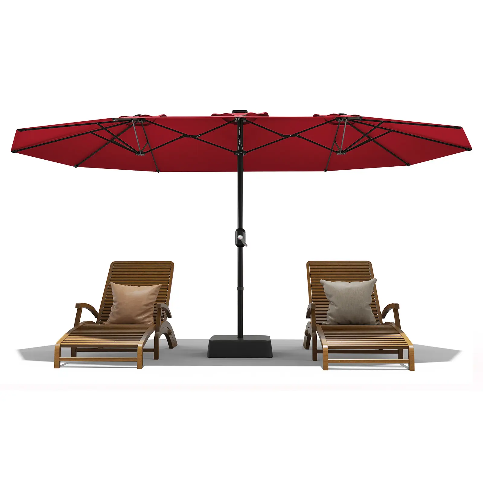 15ft Rectangular Large Patio Umbrella with Base, Crank Operated UV Resistant Outdoor Sun Shade for Backyard Pool Market porch