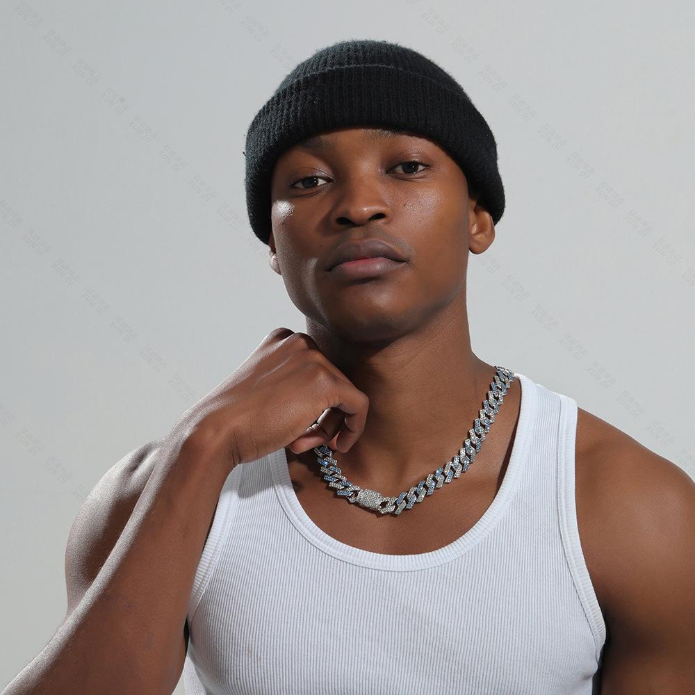 Classic Fashion Trend Men's Necklace 15mm Exaggerated Diamond Geometric Trendy Hip-hop Jewelry Large Gold Chain