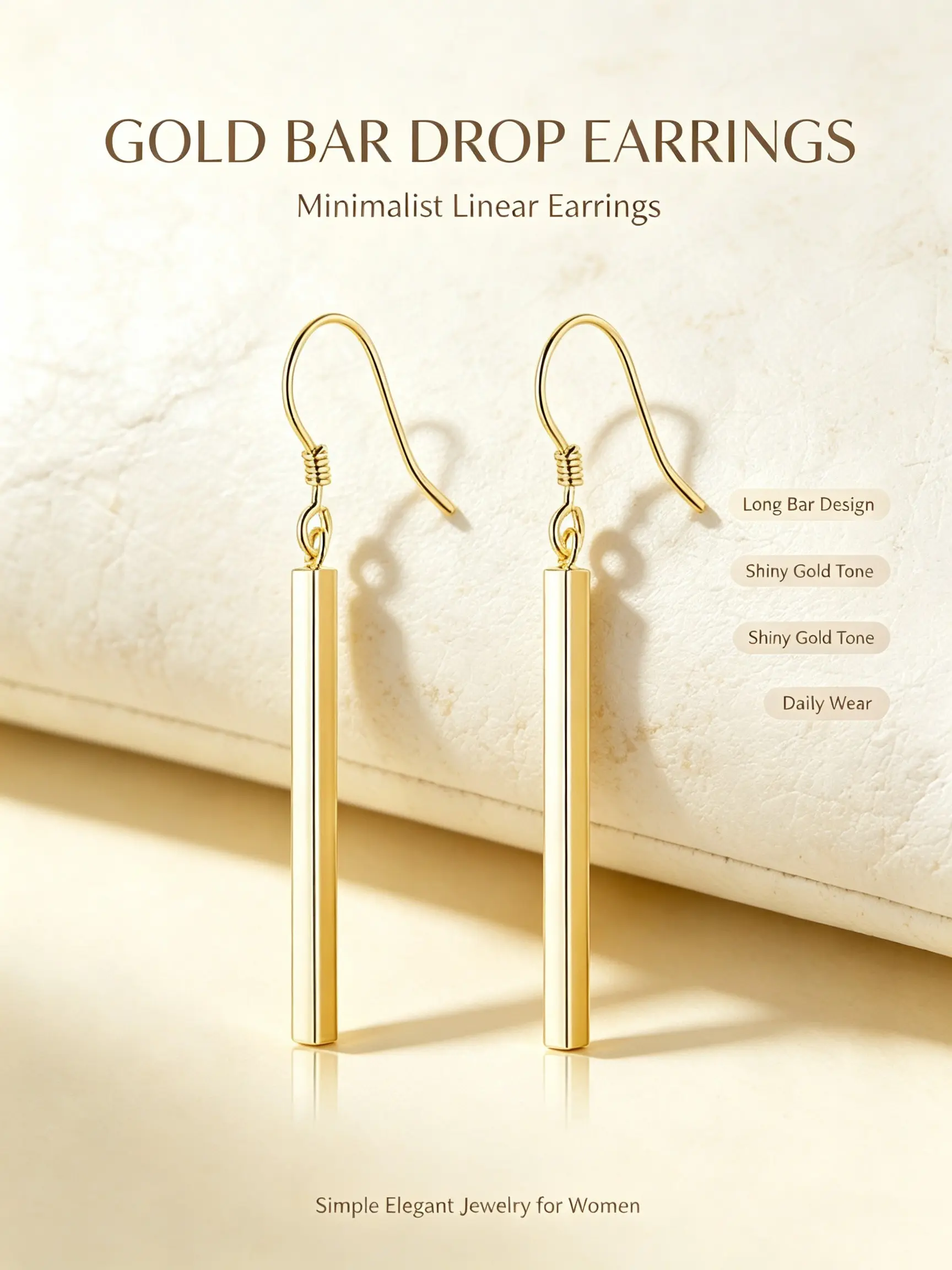 2-pack of minimalist and elegant long ear hook earrings, women’s fashionable earrings, can be worn at daily banquets and anniversary parties, elegant jewelry, a perfect gift choice, suitable for gifts for female friends during festivals