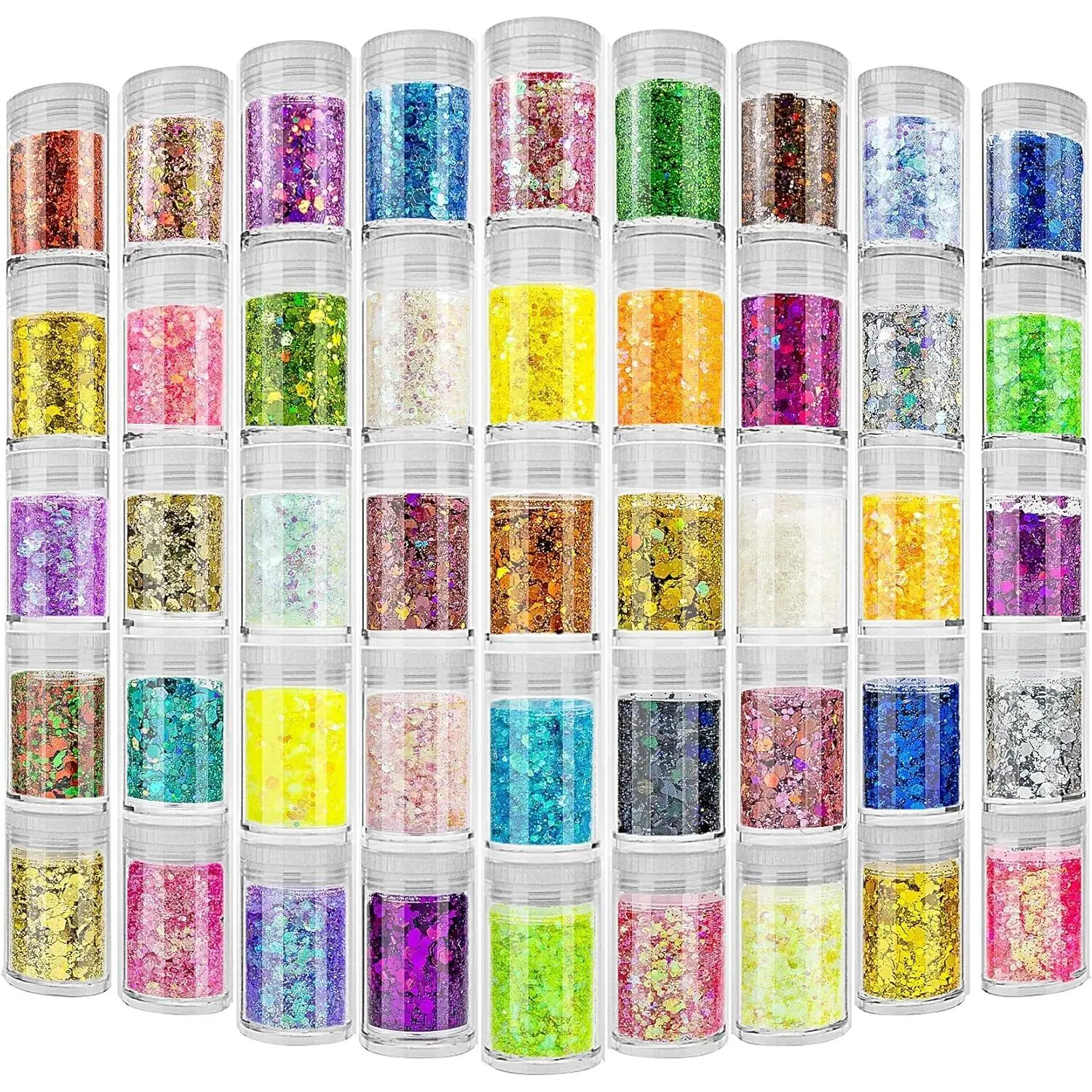 36-Piece Cosmetic Grade Glitter Set - Metallic, Holographic Hexagon Sequins with Iridescent Shine, Eco-Friendly Powder, Gentle for Daily Use, Diy Nails at Home, Nail Hacks, Face & Body Art, Craft Projects