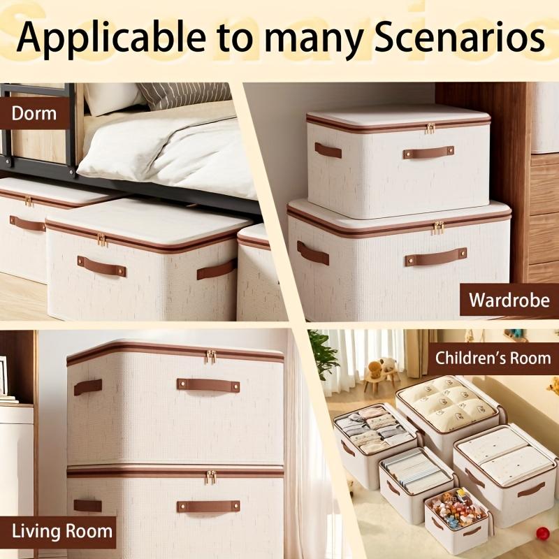 Set of 2 Collapsible Storage Containers with Covers - Spacious, Efficient Storage Solution for Garments, Bedding, Playthings, And Literature, Under-Bed Storage Set of 2 Collapsible Storage Containers with Covers - Spacious, Efficient Storage Solution for Garments, Bedding, Playthings, And Literature, Under-Bed Storage