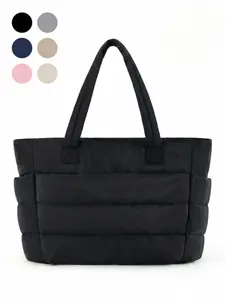Trending Cloud Puffer Tote Bag, Women's Large Capacity Quilted Shoulder Bag, Lightweight Waterproof Travel & Gym Essential, Minimalist Aesthetic Handbag, Fashionable Tote Bag