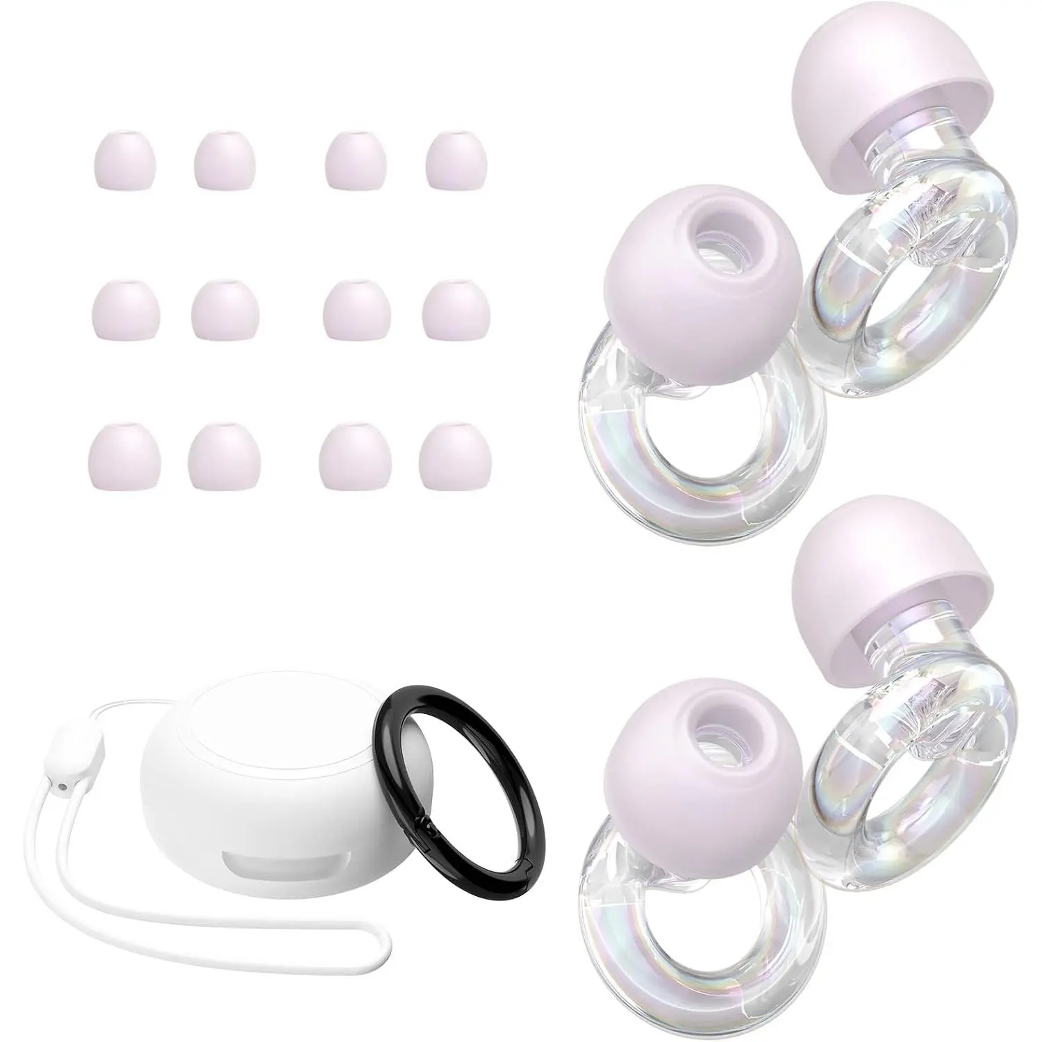2 Pairs Reusable Concert Ear Plugs with 25-30dB Noise Reduction, 8 Ear Tips & Carry Case, Hearing Protection for Sleep, Social, Work, Focus & Noise Sensitivity
