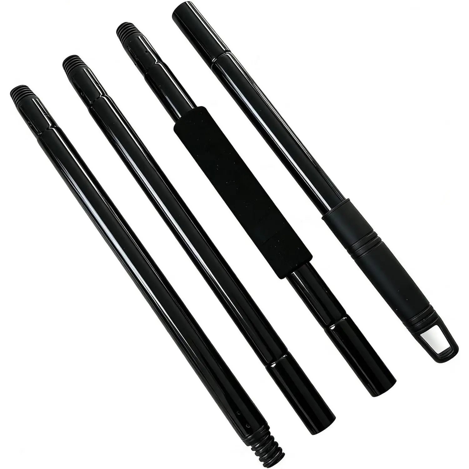 4-Section Mop & Broom Handle, 57 Inch/145cm Heavy Duty Pole with EVA Foam Soft Grip, Standard American Threading, Universal Replacement Handle for Most Mop and Broom Heads (Black)