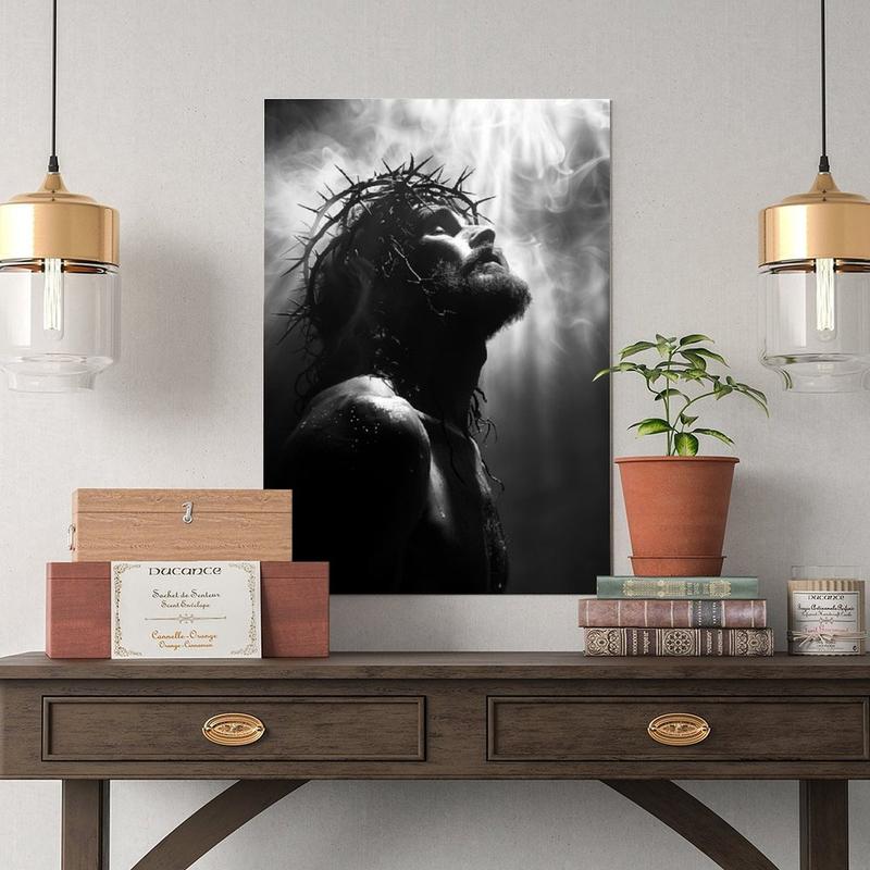 Extra Large Jesus Christ Portrait Canvas Print - Religious Spiritual Bible Wall Art, Living Room Decor