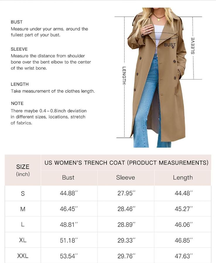 FMEYOA Womens Long Trench Coat Double Breasted Classic Lapel Fall Overcoat with Belt J7K066