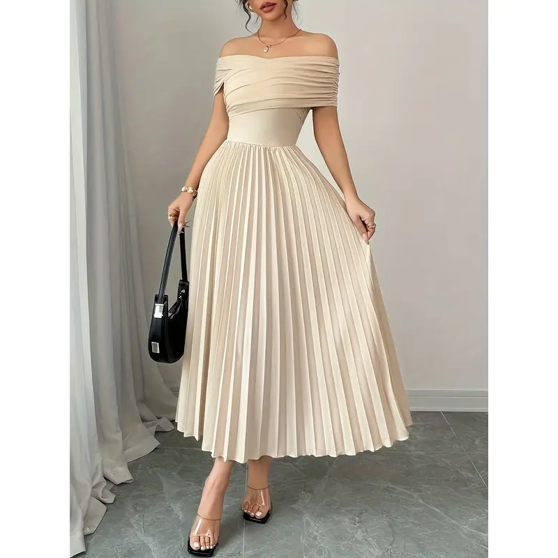 Women'S Elegant Off-Shoulder Ruched Dress