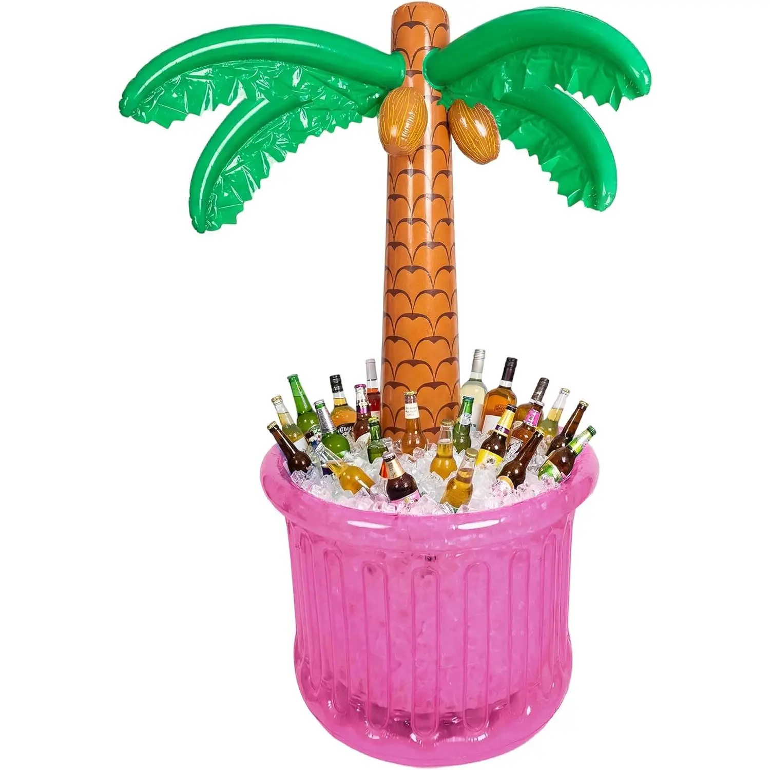63'' Inflatable Palm Tree Cooler, Pool Party Decorations, Inflatable Cooler for Beach Themed Summer Party Decor, Tropical Luau Party Decoration Jungle Hawaiian Birthday Party Supplies