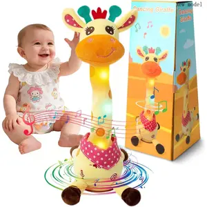 Dancing Talking Giraffe Stuffed Animals, Singing 10 Children's Song, Repeats What You Say, Colorful Glowing Giraffe Plush Baby Toys for Toddlers 1-3 Years,Easter Day Gifts for Kids