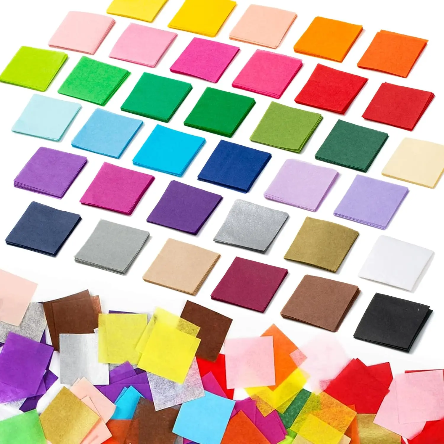 5400 count 1 in Tissue Paper Squares 36  Colors for Crafts | Art Rainbow Tissue Paper Bulk for Mother's Day, Projects, Collage, Suncatchers, Scrapbooking - Non Bleeding