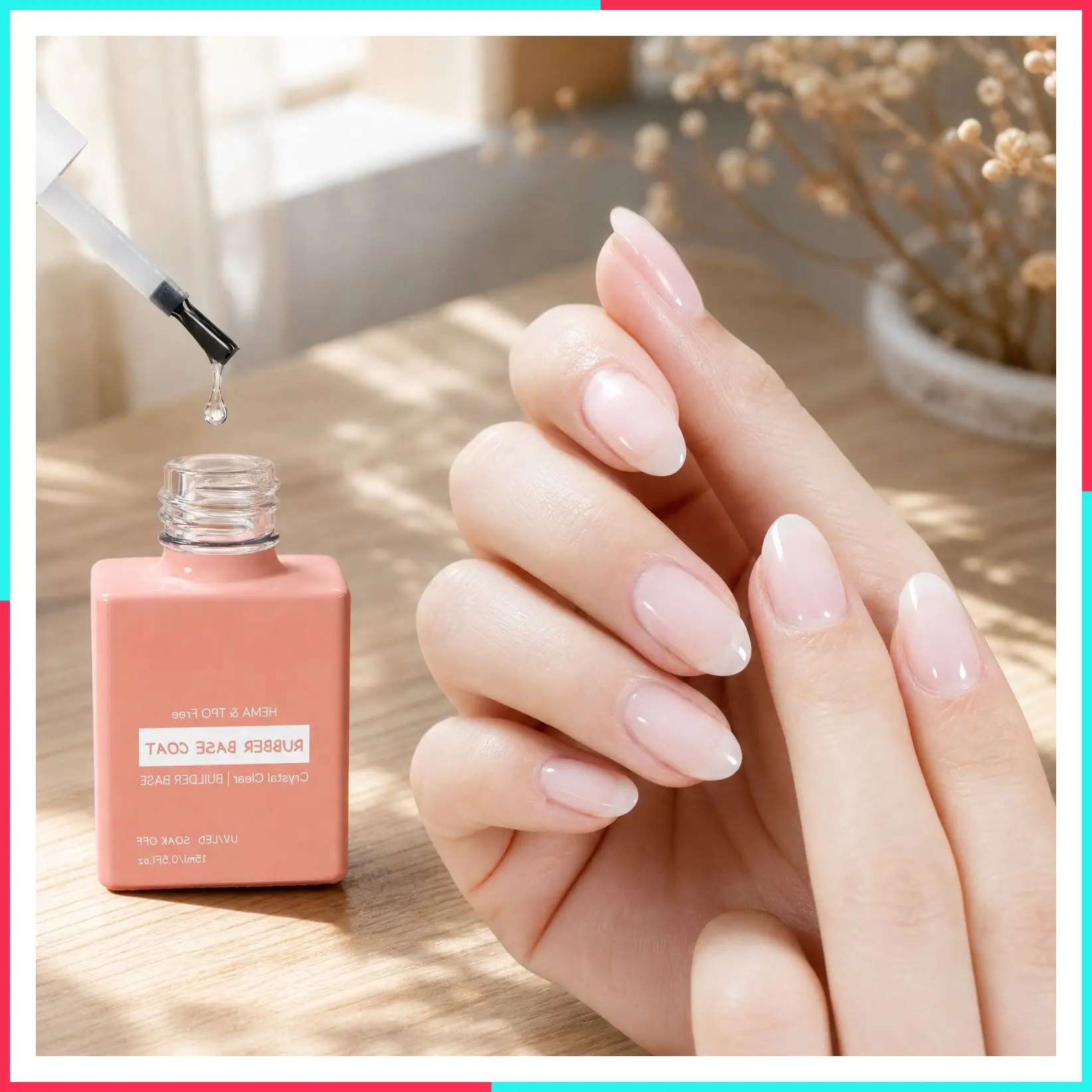 Rubber Base Builder Gel, HEMA-Free TPO-Free Thick Base Coat for Nail Strengthening, Apex Building, Extension, Long Lasting Protection, Soak Off UV LED Clear Gel Nail Polish