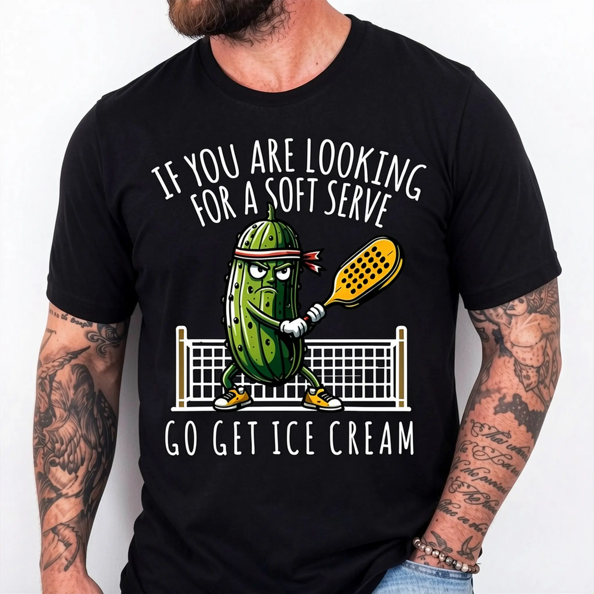 Men's 100% Cotton Round Neck Short-Sleeve Pickleball Theme Tshirt, Whimsical Graphic T Shirts, Outdoor Menswear Top, Gift for Him