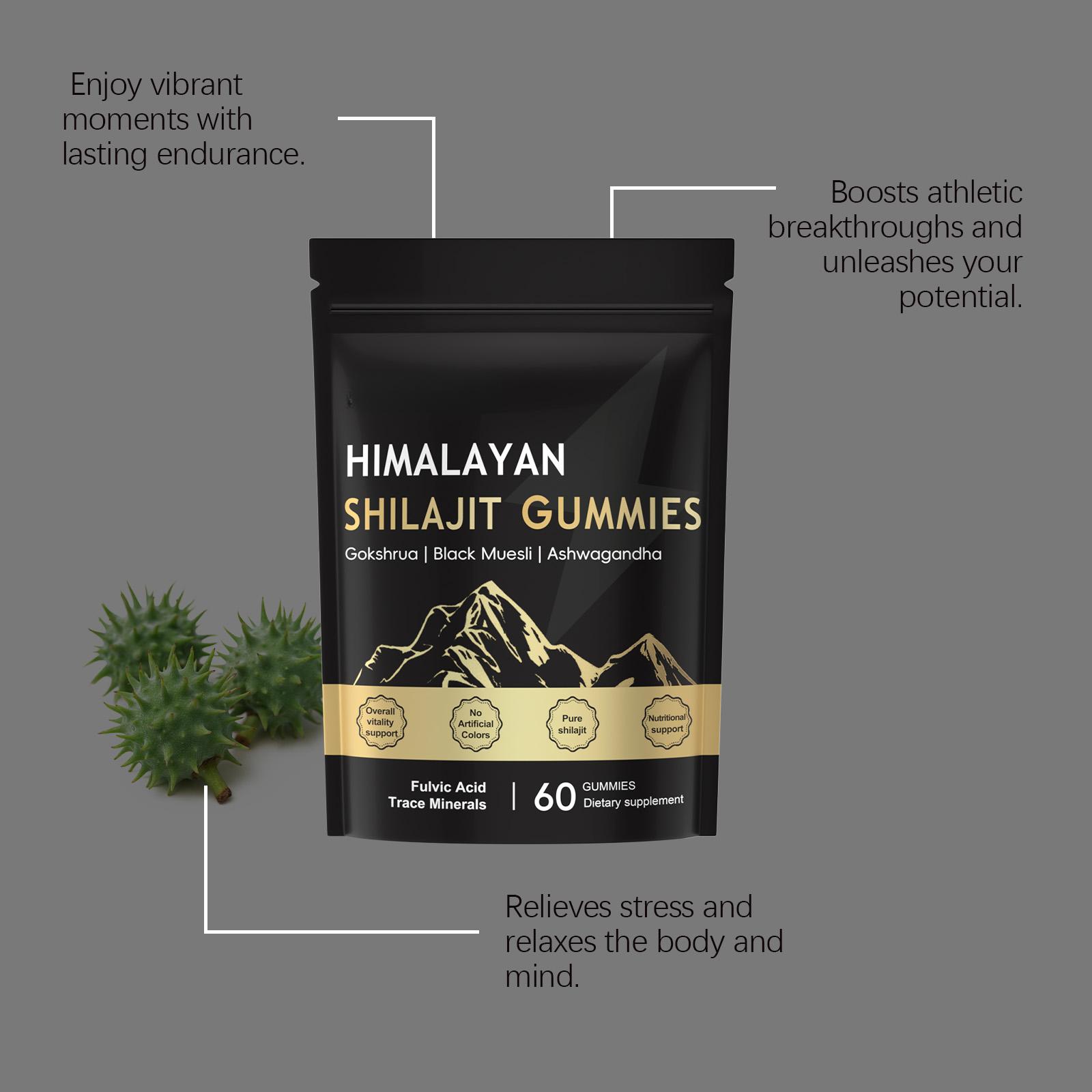 【GRAB 3 NOW】Shilajit Gummies With Ashwagandha, Gokshura & Black Ginger，Daily Care Support for Enhancing Physical Energy Vitality Supplement，shilajit for men Healthcare， Dietary Fitness | 60 Gummies |