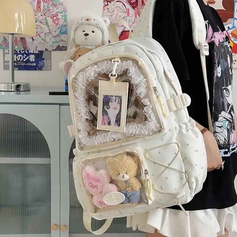 New Y2K Cute Ita Backpack Large Capacity Commute Rucksack Girl Transparent DIY Display Knapsack Outdoor Fashion Travel Schoolbag