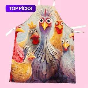 chicken pattern apron, 1 count/12pcs colorful sleeveless kitchen apron, lemon pattern apron, household items, multicolor easy cleaning apron for home cooking, kitchen wear, and cooking enthusiasts, kitchen accessories, household items