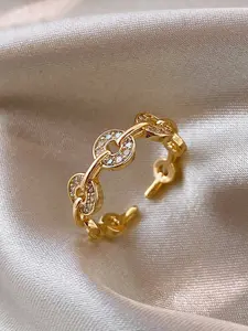 Trendy Feng Shui Money Ring for Women, Luxury Open Design Index Finger Ring, Attractive Random Print Jewelry, All-Season Accessory