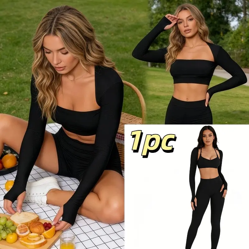 Summer Outdoor Cool Shoulder Sleeve Cover, Thumb Hole Long Sleeve Arm Warmers, Ideal for Yoga, Fitness, Running, Dance