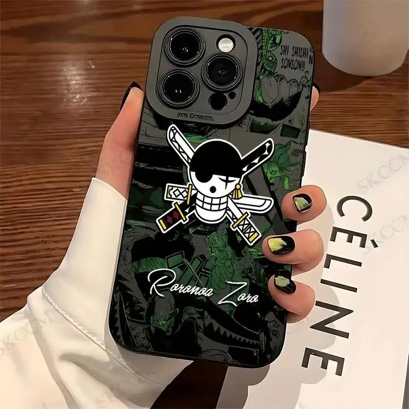 Anime Zoro Adventure King Phone Case Suitable for iPhone 17 Air 16 15 14 13 12 11 Pro Max Plus  Anti Fall Soft TPU Back Cover,  Anime Phone Case, Luffy Zoro Design, Anime Fans, Daily Phone Use