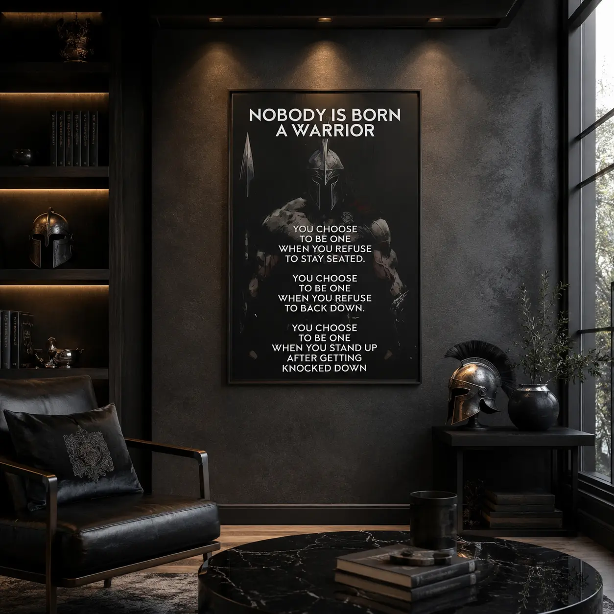Spartan Warrior Motivational Quote Canvas Wall Art – Inspirational Gym Poster Decor for Home Office, Bedroom, Living Room & Man Cave