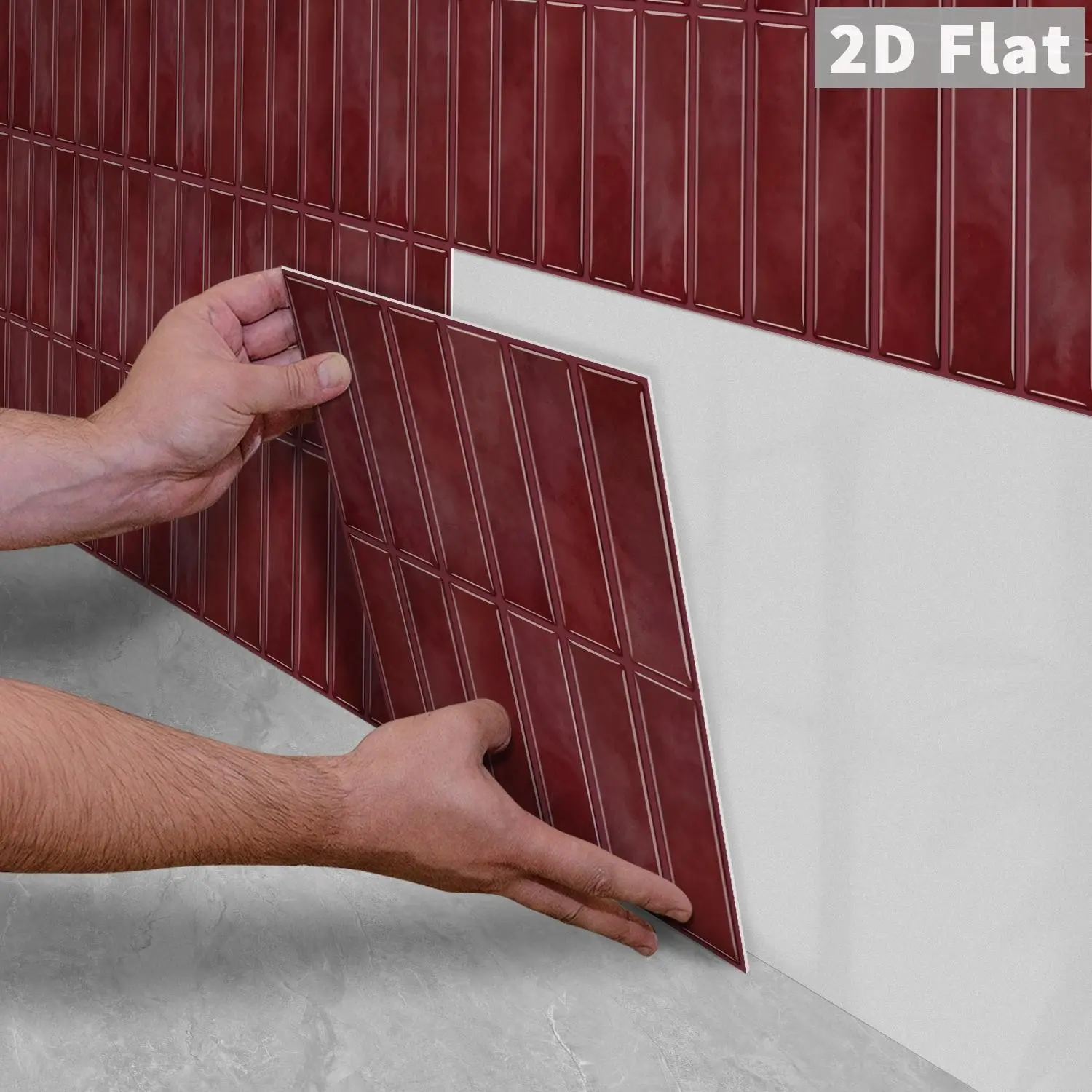 10PCS GST Wine Red Vertical PE Foam Tile Stickers, Waterproof Shockproof Self-Adhesive for Bedroom Kitchen Bathroom School Office, Any Smooth Surface Home Decor