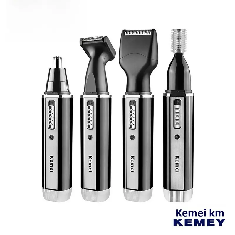 Kemei KM-6630 4-in-1 Rechargeable Nose Hair Trimmer Electric Shaver Eyebrow Set for Men Women Grooming Skin Care Hair Collagen Body Shaving Tool