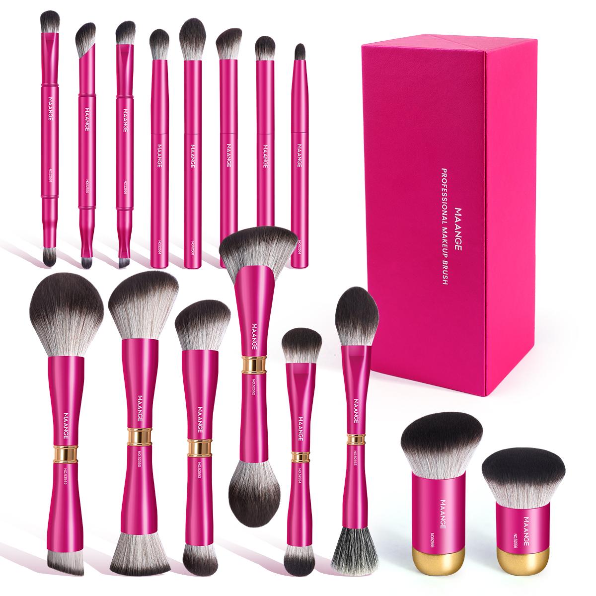 Maange Makeup Brush Set with Storage Box, 16pcs/set Professional Cosmetic Brushes with Soft Bristles, Makeup Tool for Women & Girls, Makeup Sets for Beginners,  Makeup Brushes Set, Brush Makeup Kit