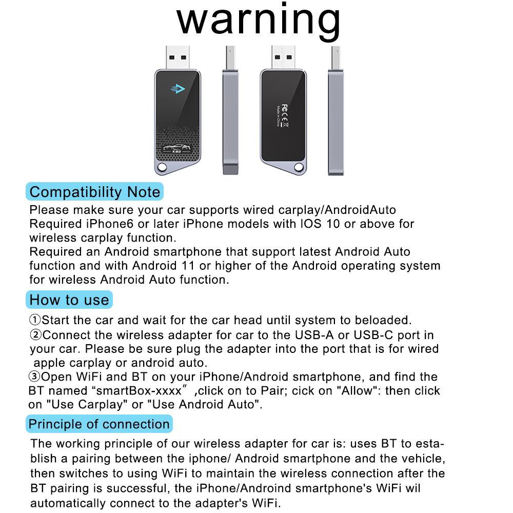 Wireless Car Screen Adapter, 1 Count Plug & Play Car Screen Adapter, Compatible with iPhone & Android