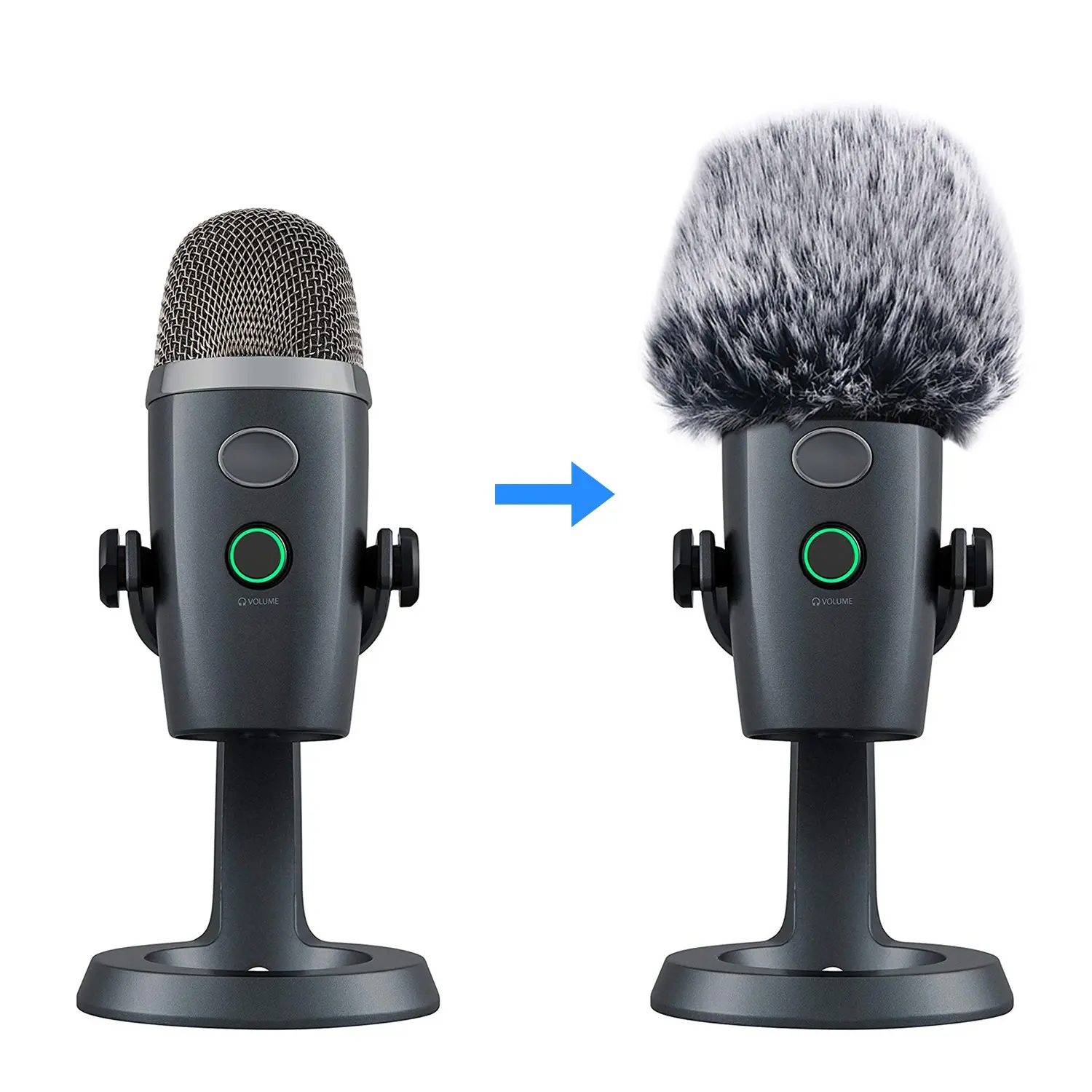 Mic Furry Windscreen Muff for Blue Ye ti Nano Condenser Microphone Broadcast Studio Podcast Recording Audio Live, Mic Cover Microphone Fur Pop Filter
