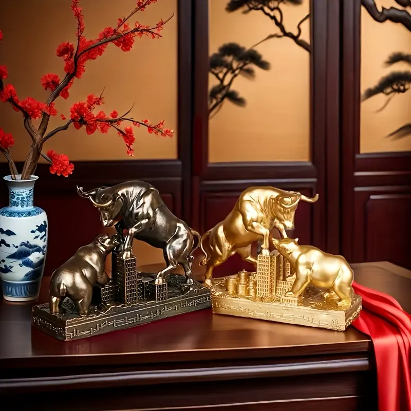 Wall Street Bull & Bear Design Decoration, 1 Count Creative Desktop Ornament, Ornaments Statues, Home Decor for Living Room, Bedroom, Office, Bookshelf, Desk