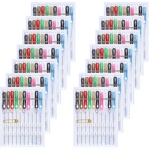14 Boxes 140 count Mini Quick Fix Sewing Kit Easy Pre Threaded   Personal Kit Plastic Threaded  Holder Small  Travel Sewing Box with Pin Button,  Colors