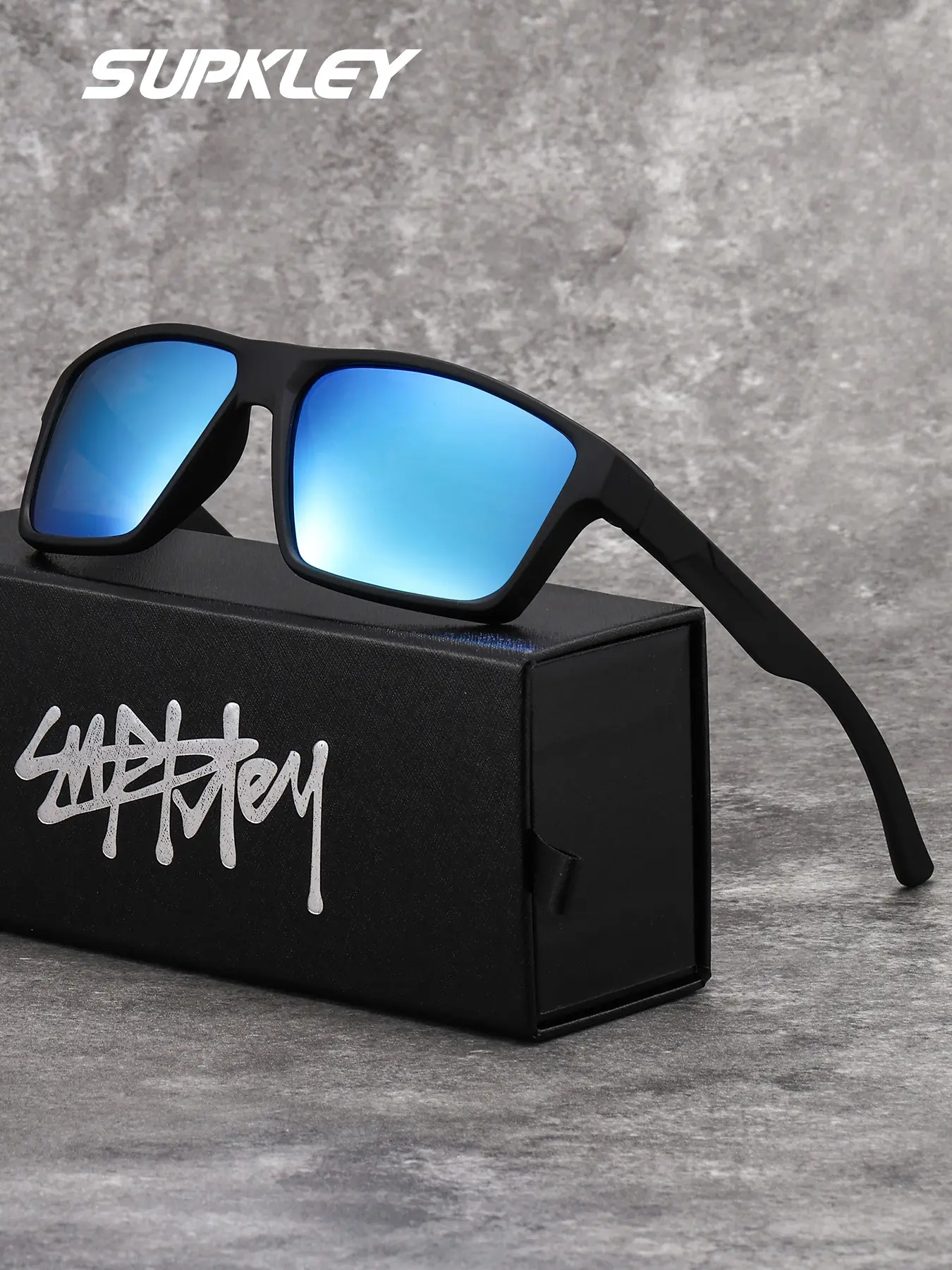 SUPKLEY Casual Polarized Sunglasses UV400 Men Women Square Frame Sport Style Driving Beach Eyewear
