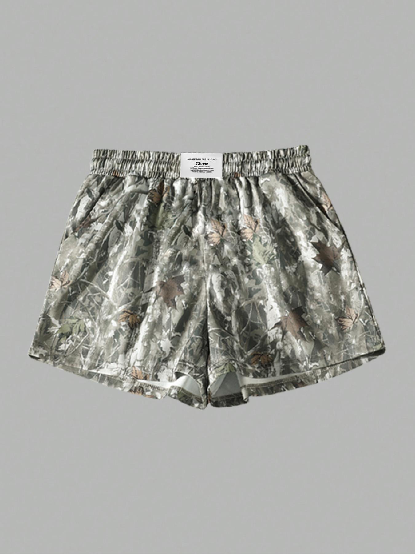 Women's Plain & Camo Print Knitted Shorts, Casual Comfy Breathable Loose Shorts for Summer, Ladies Bottoms for Daily Wear