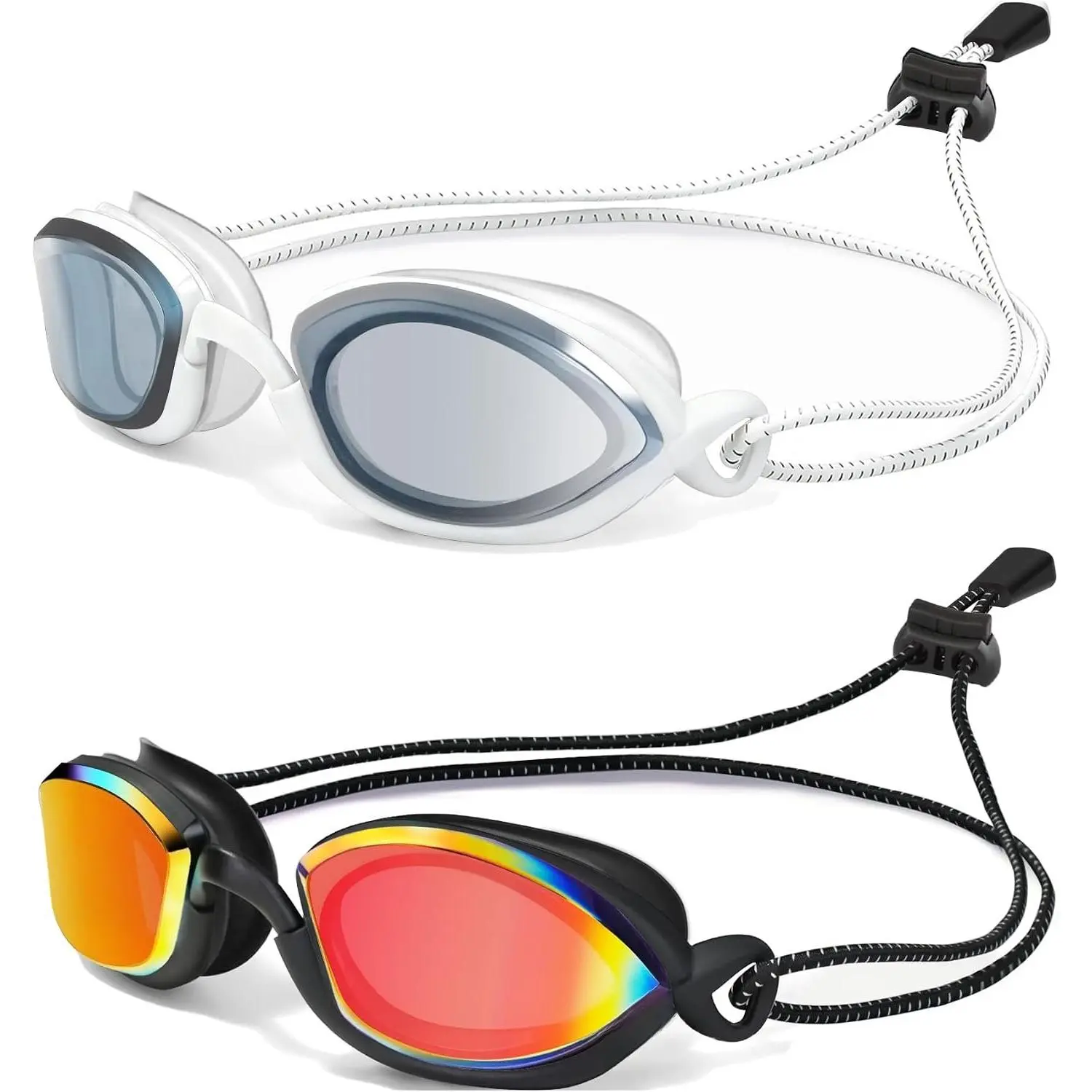 2 Pack Professional Racing Goggles Swimming Adult Men Women Youth for , Anti-Fog UV Protection Mirrored