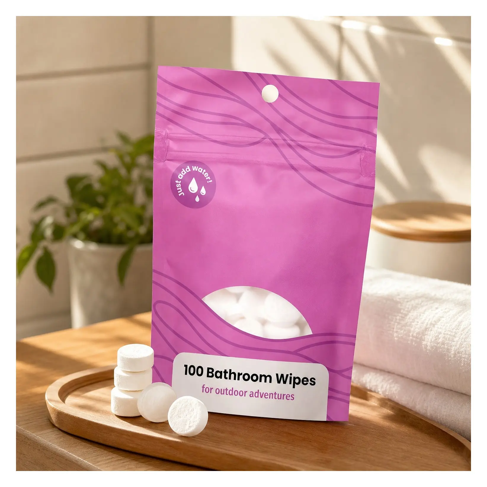 Compressed Toilet Wipes for Camping & Backpacking - Portable Bathroom Wipes, Quick Dissolving, Compact & Biodegradable, Fresh Hygiene on the GoGift