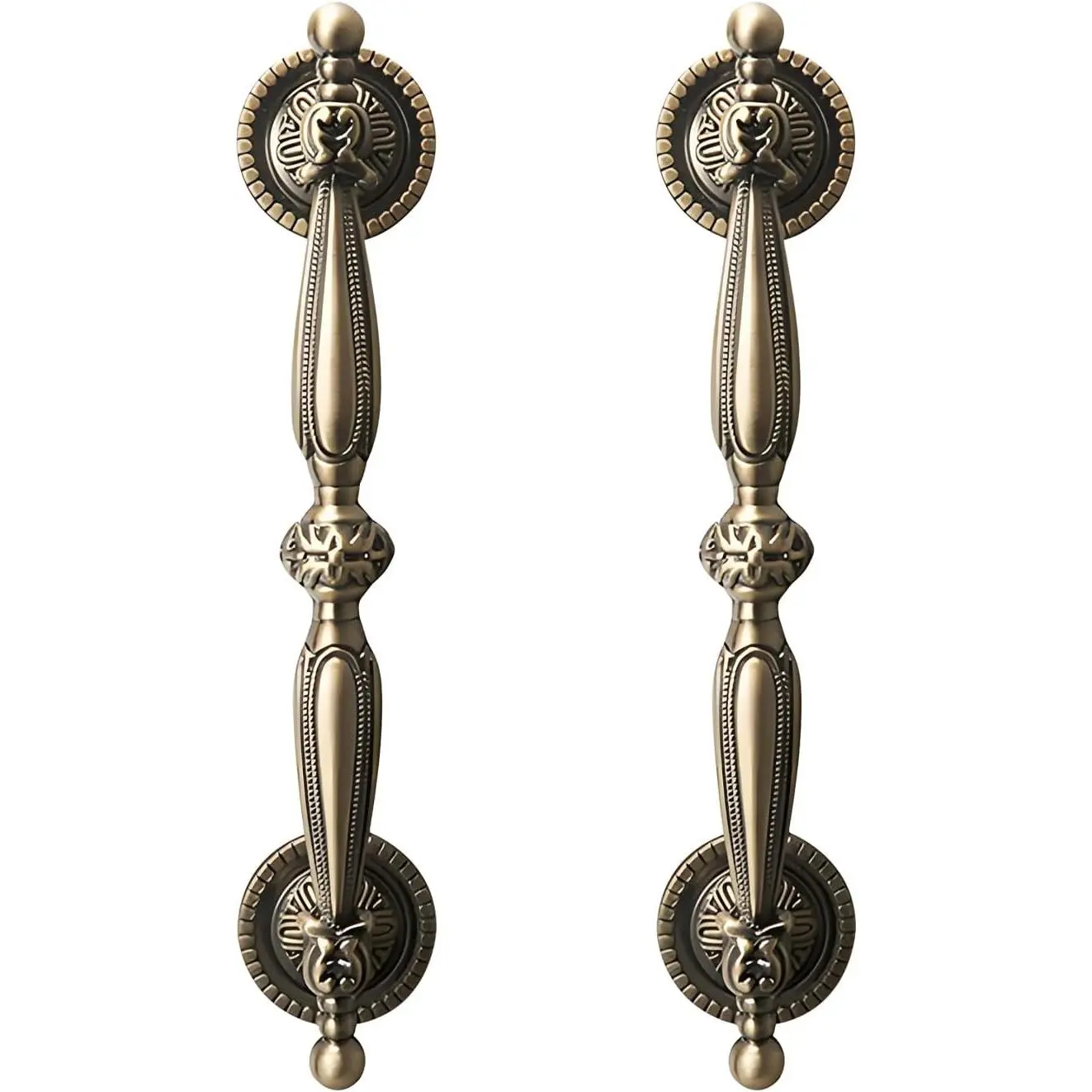 2-Pack Champagne Bronze Antique Brass Pull Handle, Vintage Bifold Door & Drawer Knobs (5 in Hole Spacing)