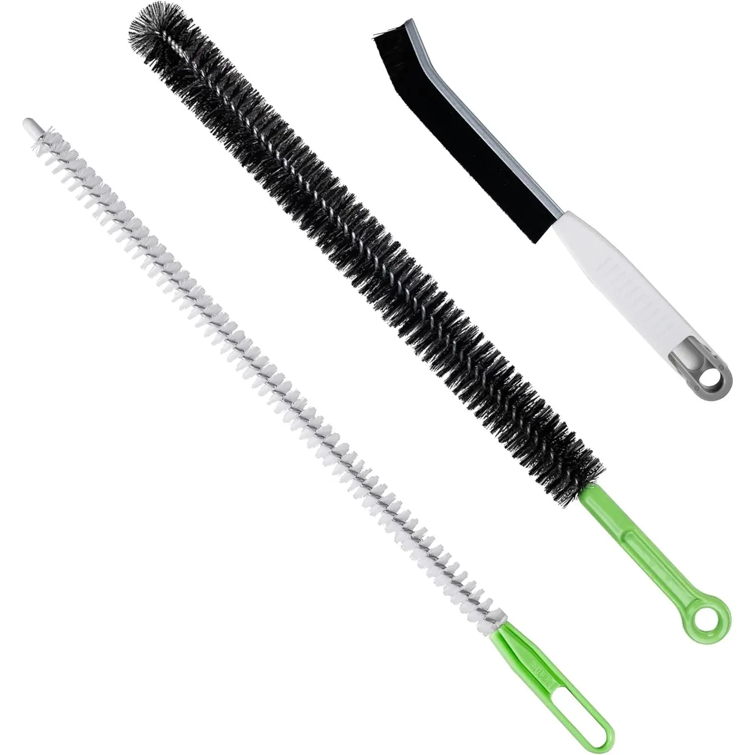 Upgraded Cleaning Brush Kit - 3- Set, Flexible Drain Brush, Crevice Brush with Nie, Ideal for Kitchen, Bathroom, Toilet, Vent